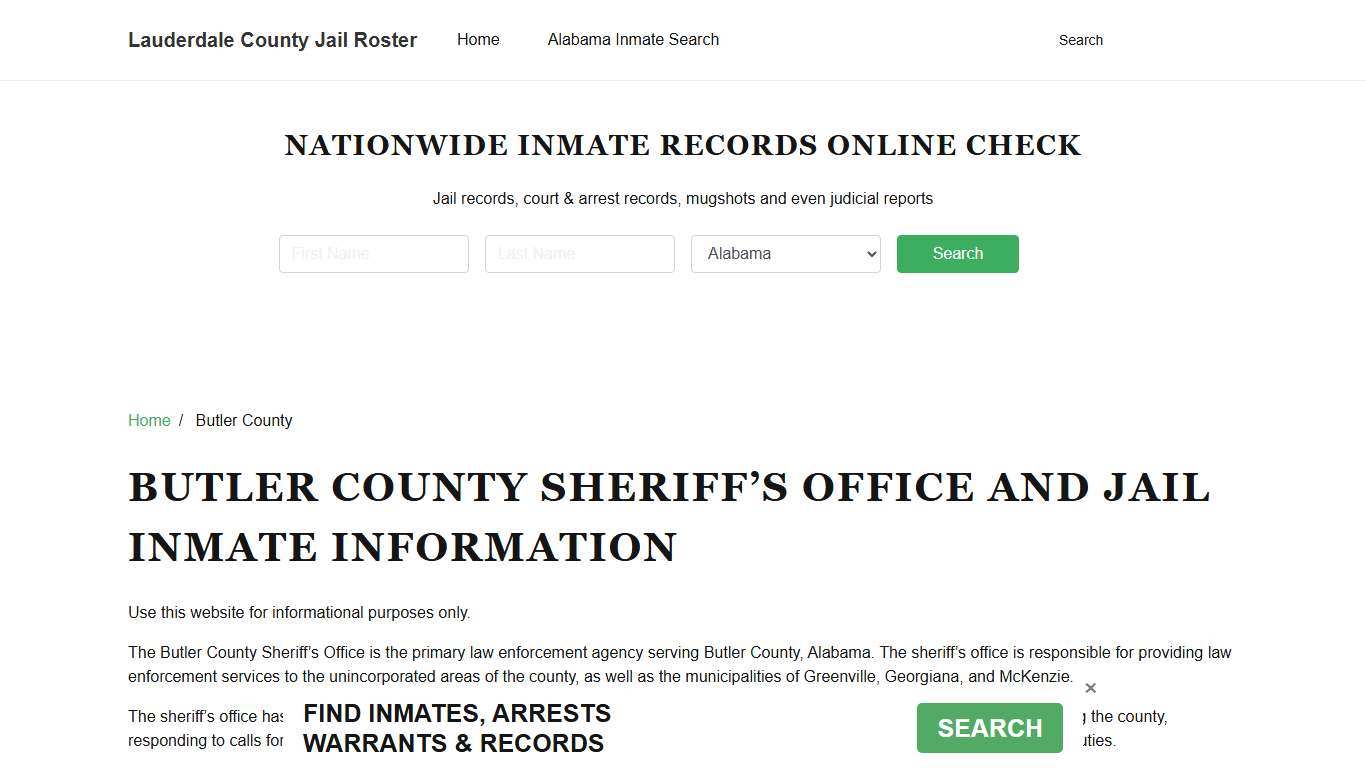 Butler County Sheriff, AL, Jail Inmate Search, Recent Arrests